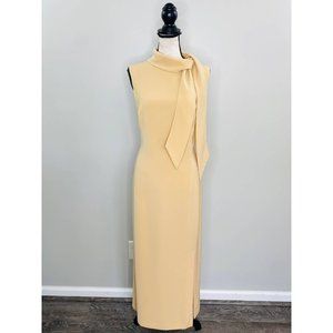 Vintage Kasper Neck Tie Full Length Sheath Dress Womens 14 Event Wedding Easter